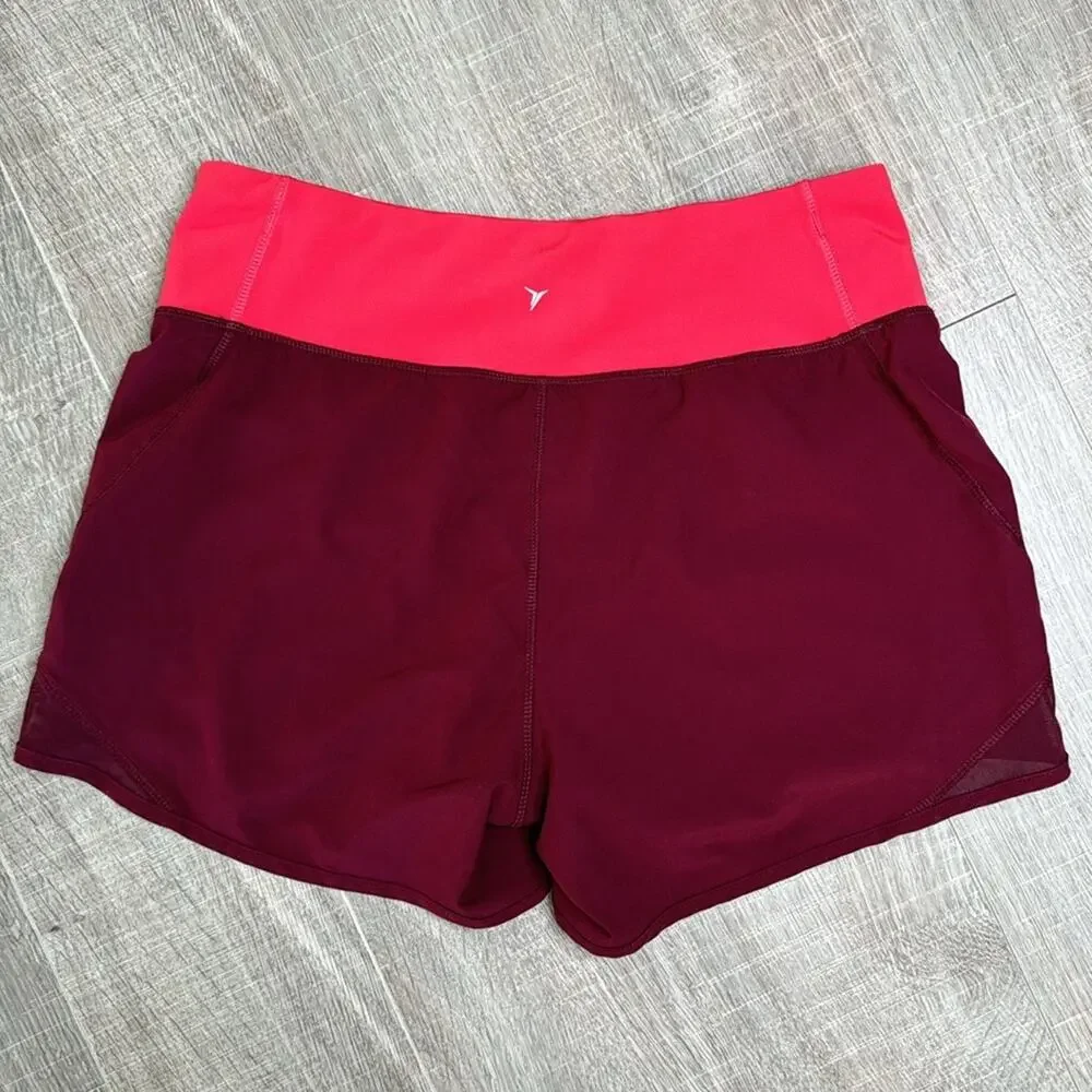 2 pairs of OLD NAVY ACTIVE GO DRY Women’s Pink Burgundy Athletic Running Shorts